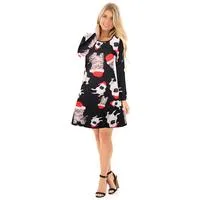 New Autumn Printed Christmas Dress - O-Neck xmas