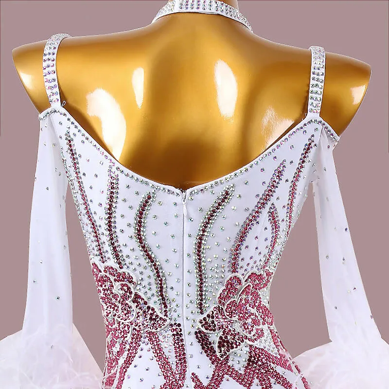 New White & Pink Ballroom Dress | MD1270