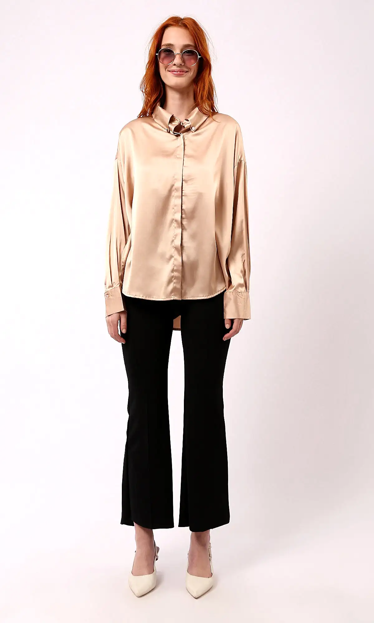 O181652 Buttons Down Gold Long Sleeves Evening Shirt