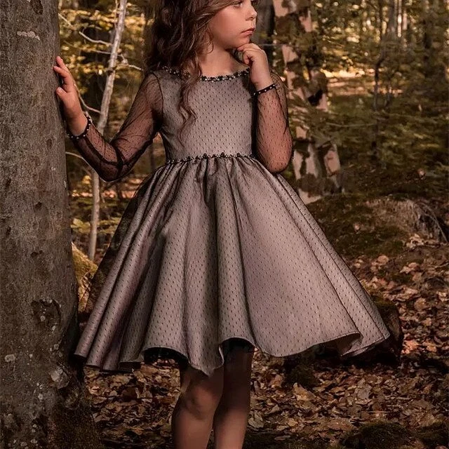 Pageant Black Point Tulle Flower Girl Dresses