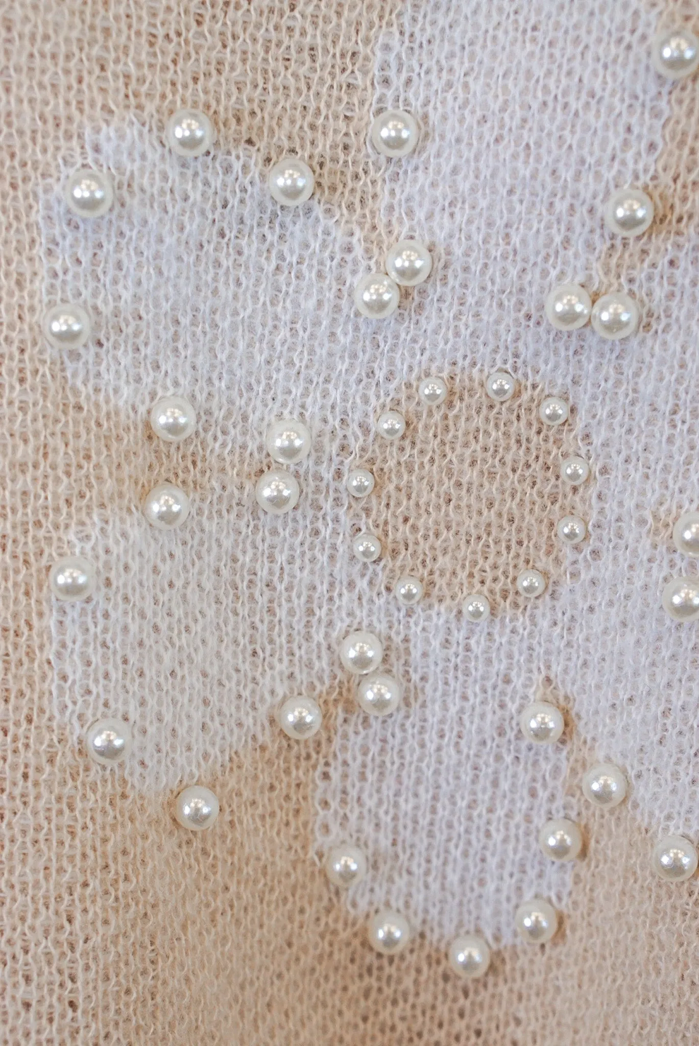 Pearl Embellished Daisy Natural Sweater