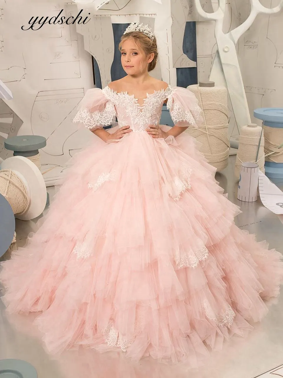 Pink Princess Dress Puffy Flower Girl Dresses