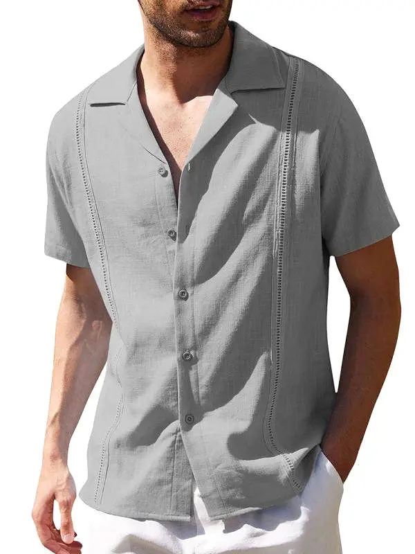 Plain Stitched Linen Shirt for Men