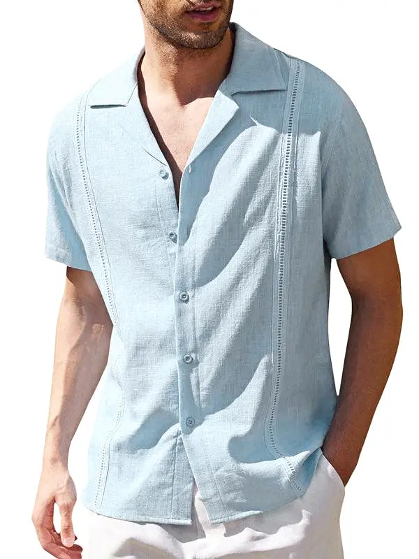 Plain Stitched Linen Shirt for Men