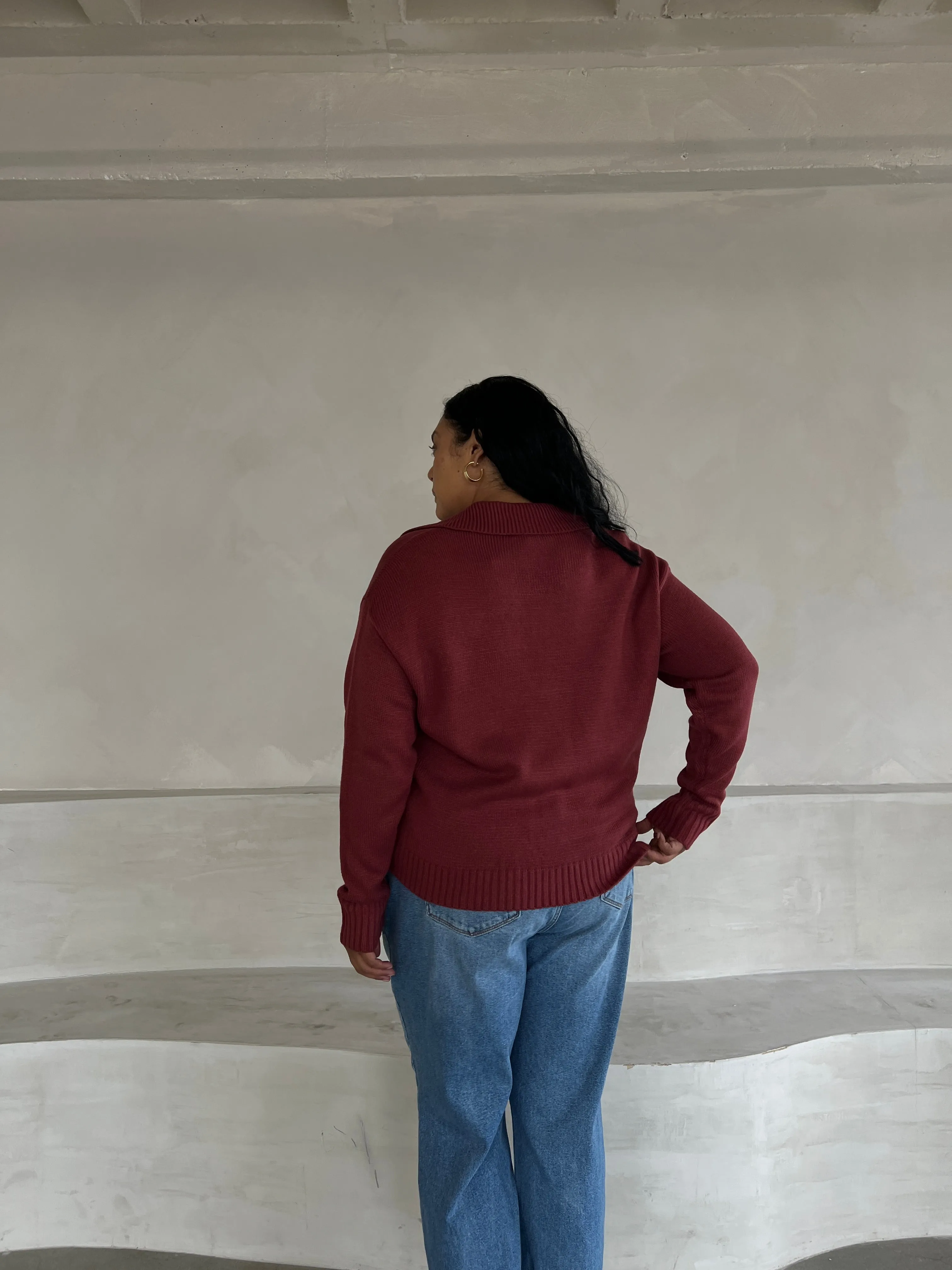 Plus Size Collared Sweater