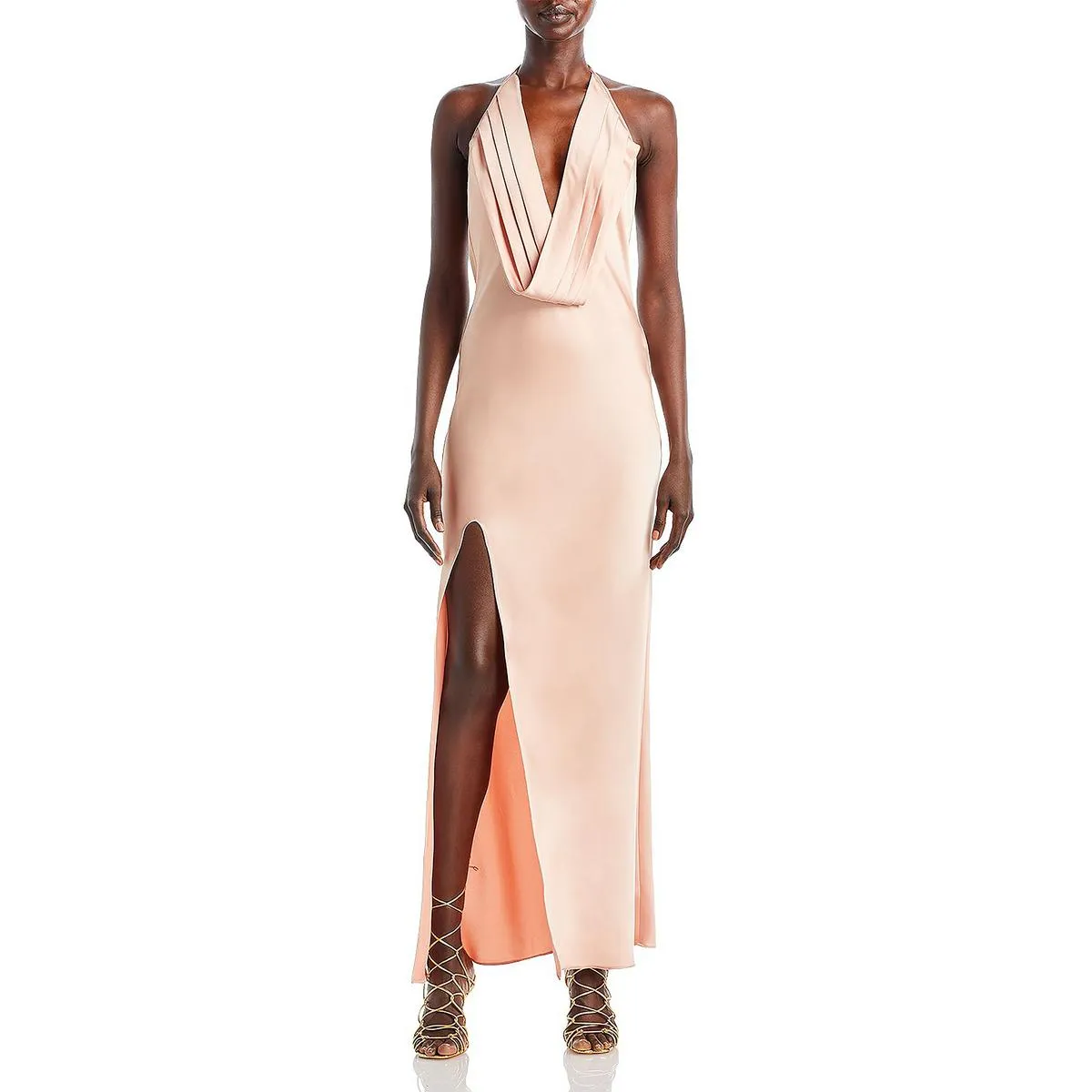 Ramy Brook Womens Valentina Plunging Halter Evening Dress