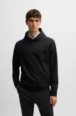 Regular-fit hoodie in a pinstripe cotton blend