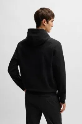 Regular-fit hoodie in a pinstripe cotton blend