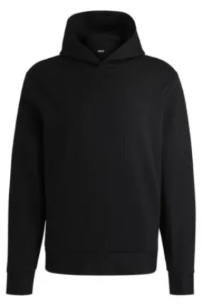 Regular-fit hoodie in a pinstripe cotton blend