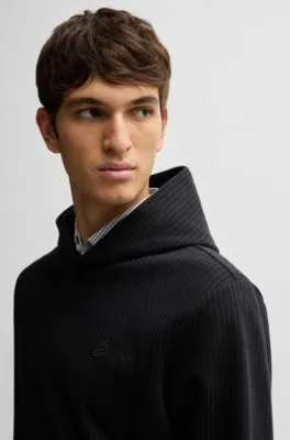 Regular-fit hoodie in a pinstripe cotton blend