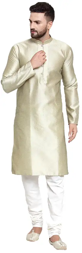 Self Design Men's Kurta pyjama Evening Wear India Apparel (Beige)