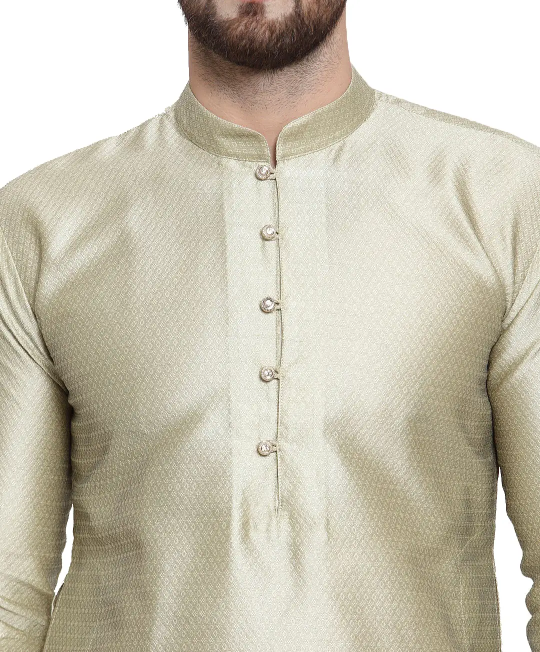 Self Design Men's Kurta pyjama Evening Wear India Apparel (Beige)