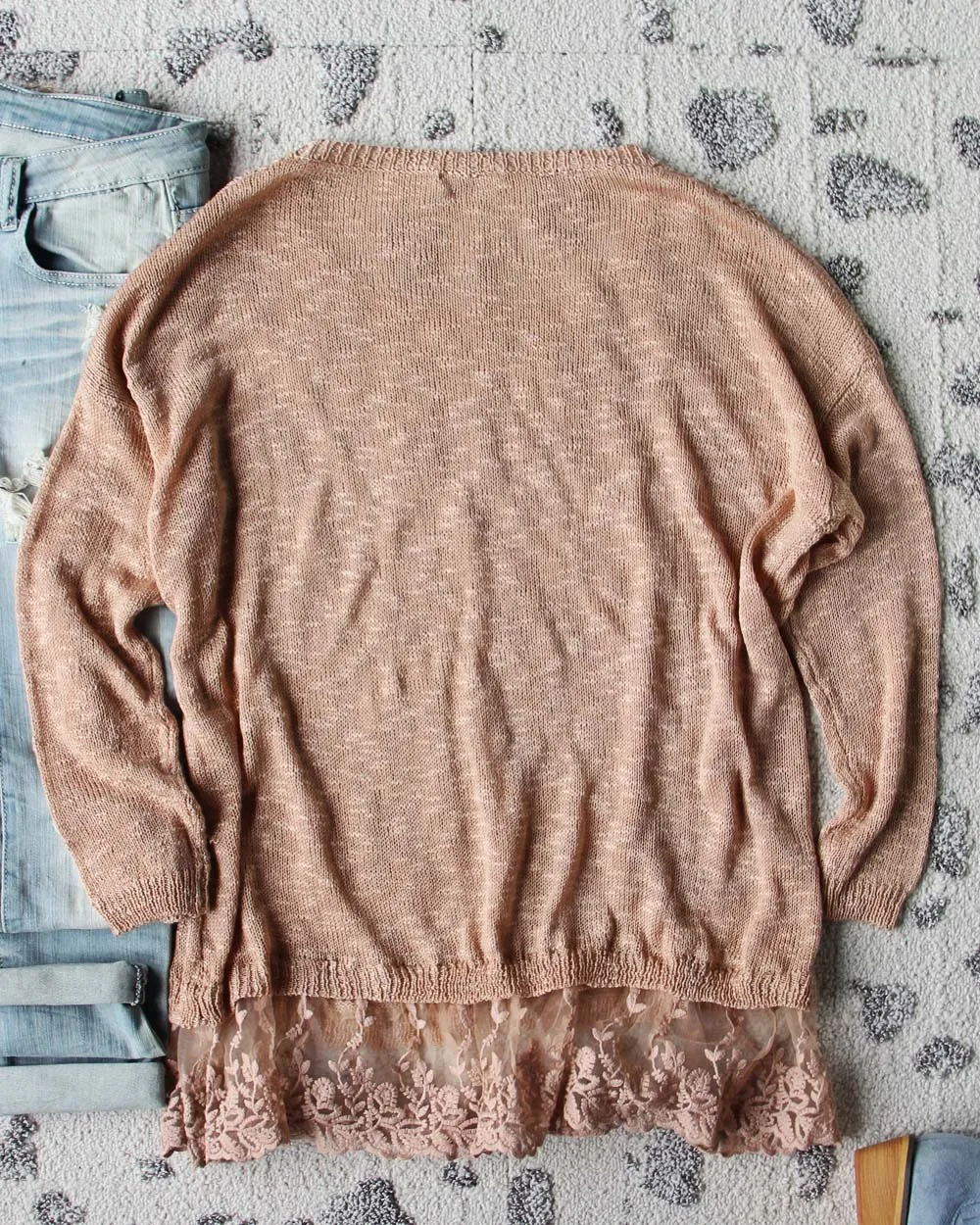 Sierra Lace Sweater in Dusty Pink