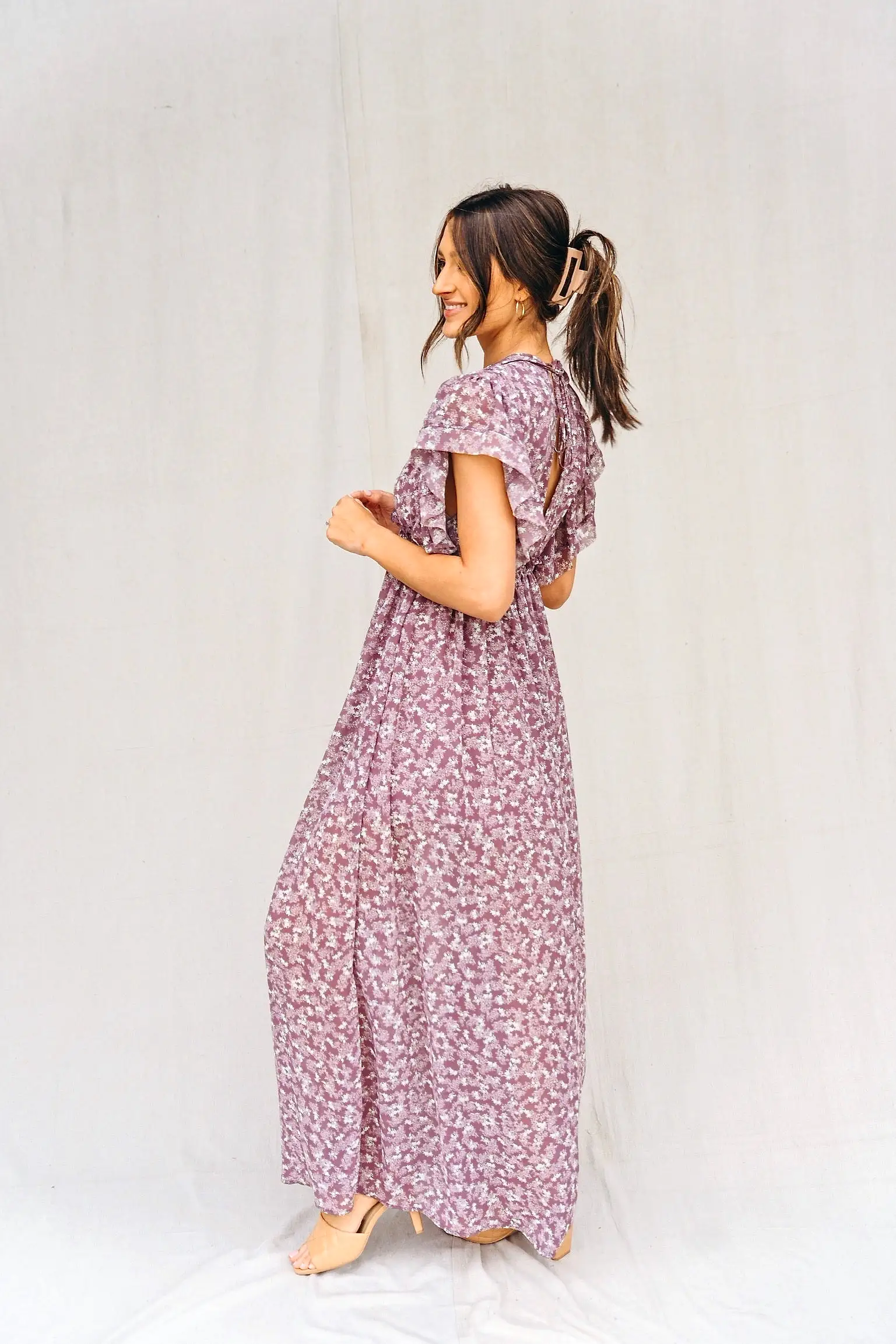 SIZE LARGE Garden Party Printed Maxi  Dress