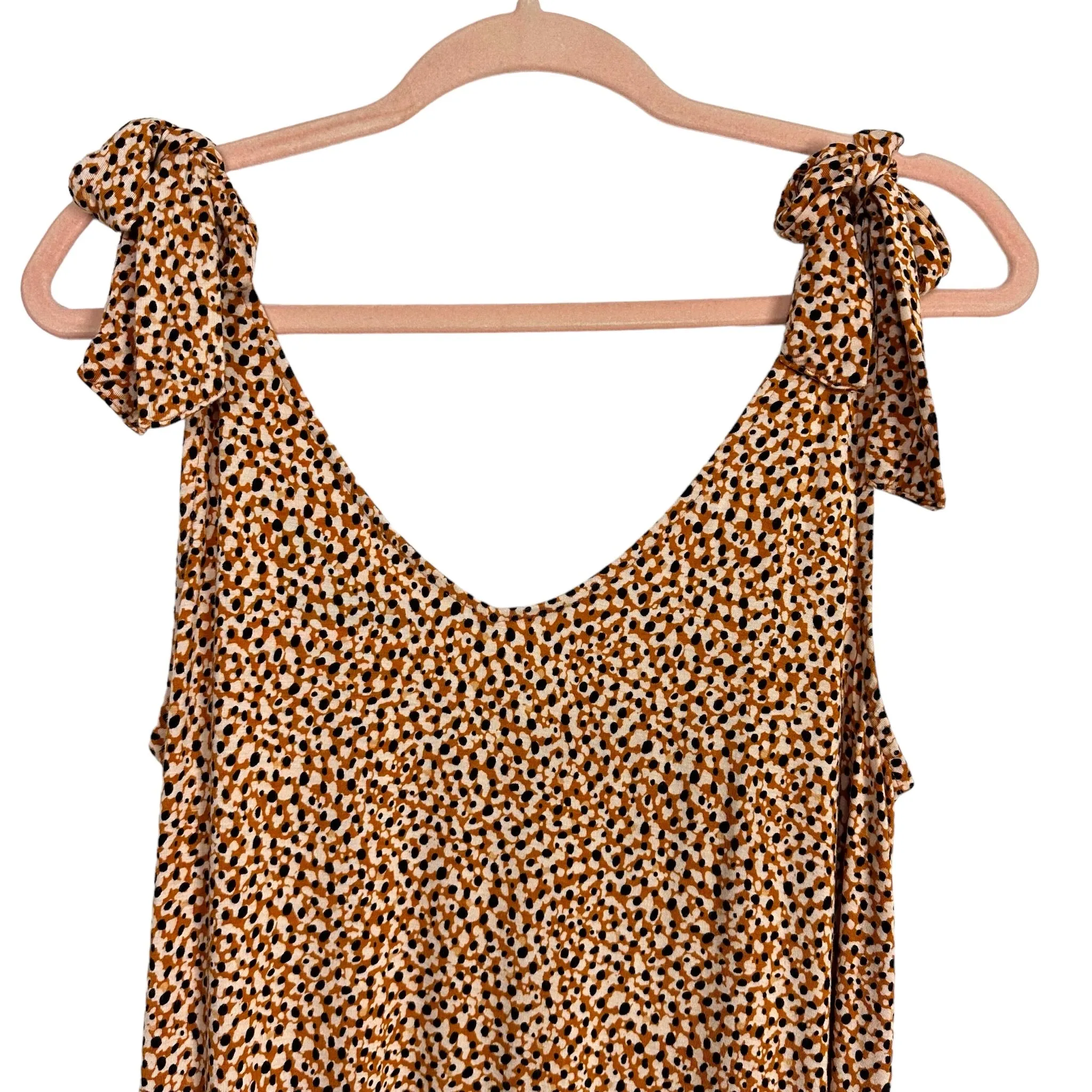 SOMA Mustard Animal Print Tie Strap Night Dress- Size S (sold out online)