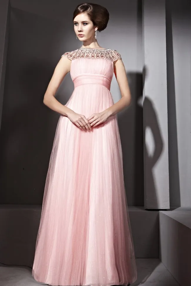 Sparkly Pink Grecian Long Formal Prom Pageant Graduation Evening Dress | CX881055