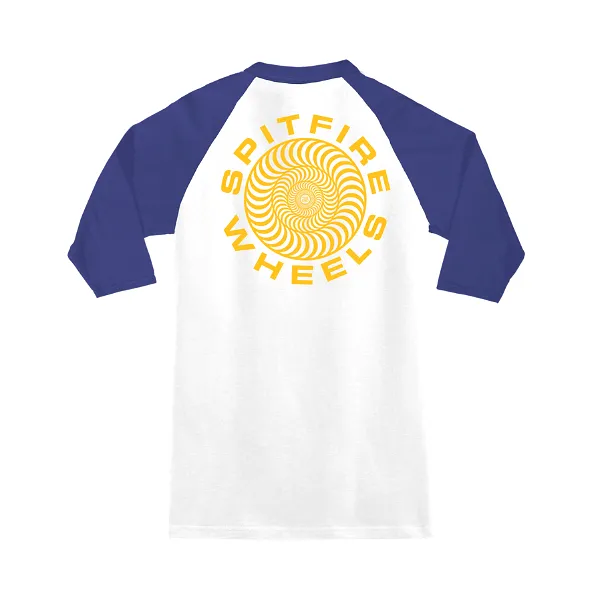 Spitfire 3/4 Classic Vortex '87 Raglan T-Shirt - White/Royal/Yellow