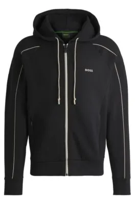 Stretch-cotton zip-up hoodie with embossed artwork