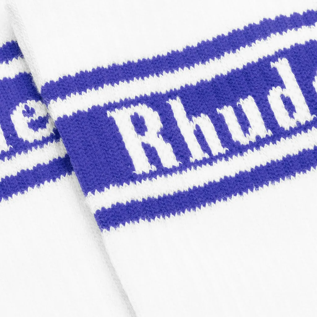 Stripe Logo Sock - White/Royal Blue