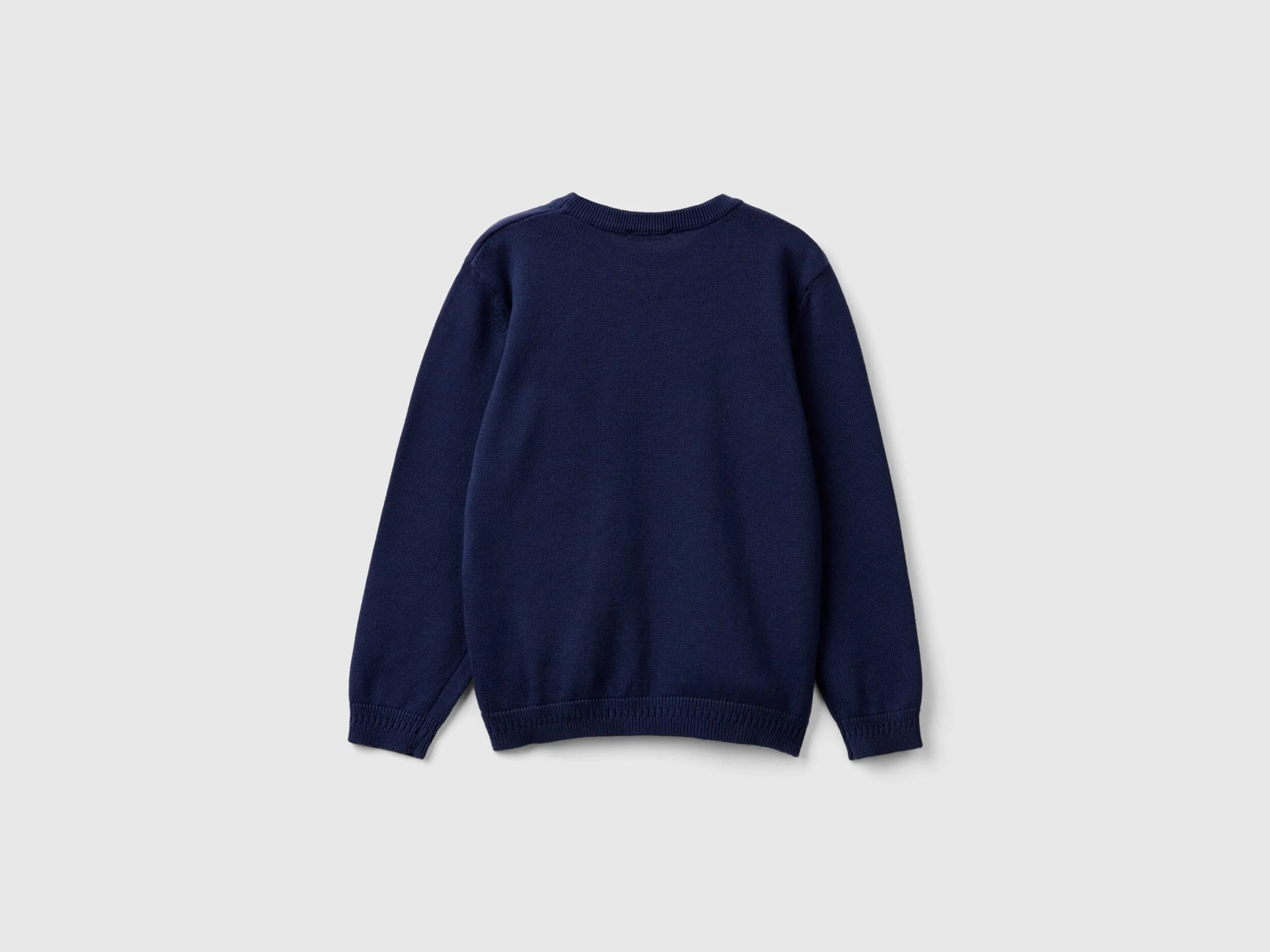 Sweater in pure cotton with logo - Dark Blue | Benetton