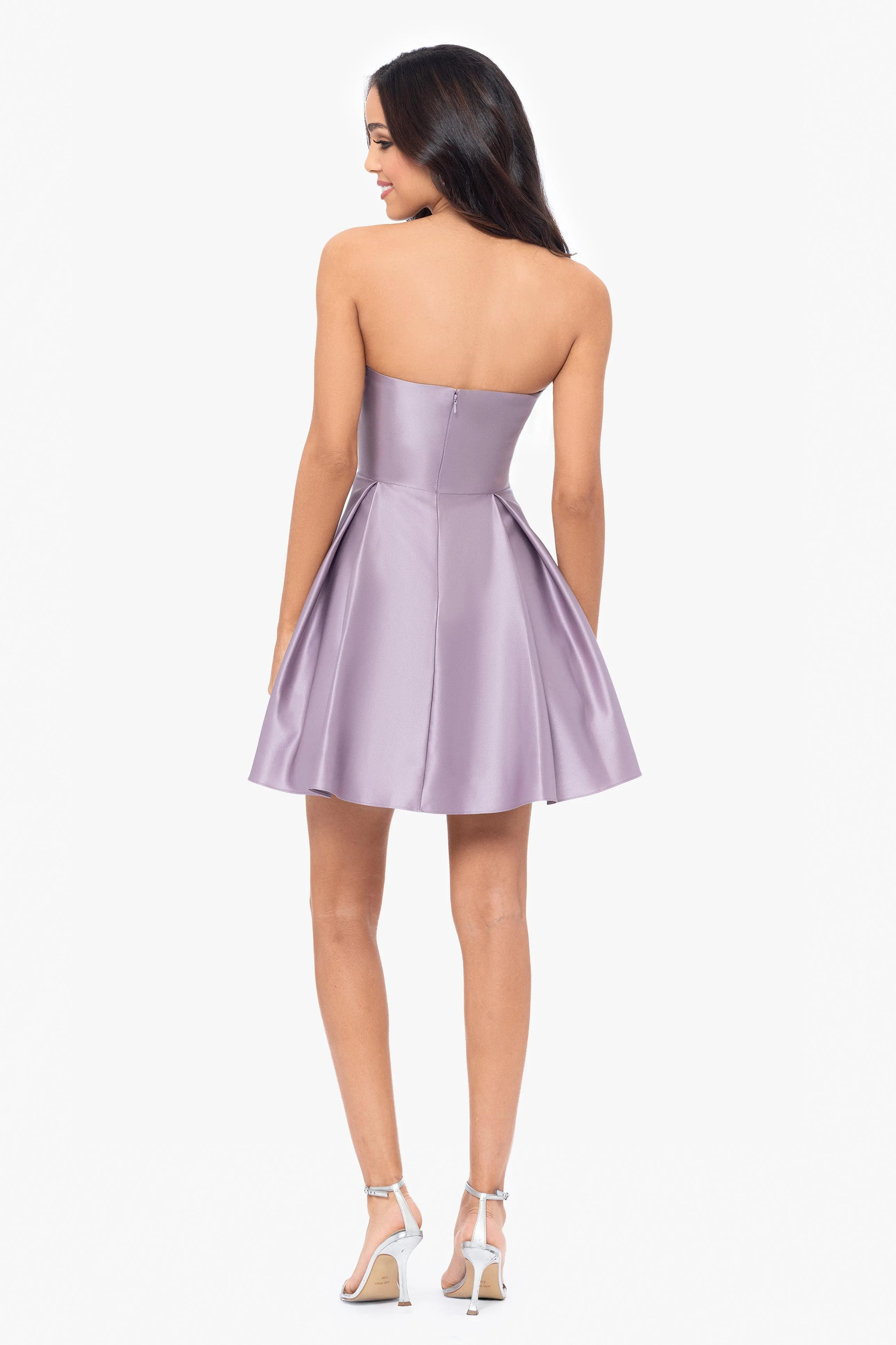 Teddi Strapless Rouched Party Dress