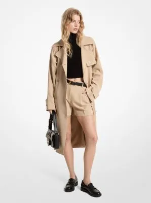 Textured Crepe Trench Coat