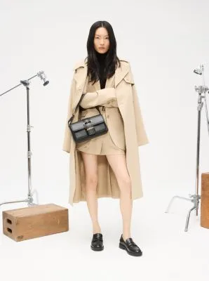 Textured Crepe Trench Coat