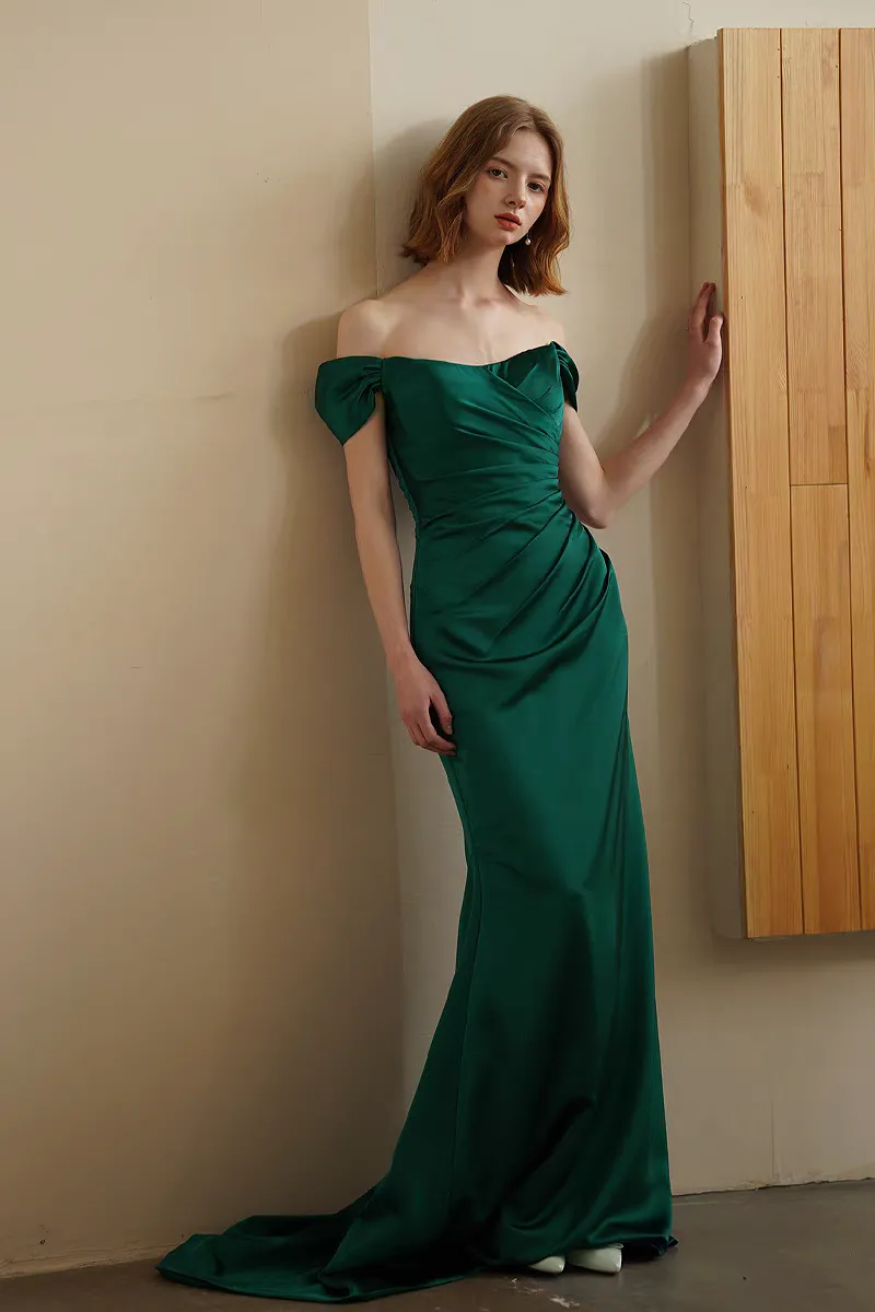 The Agatha Off Shoulder Satin Mermaid Gown (Available in 2 Colours)