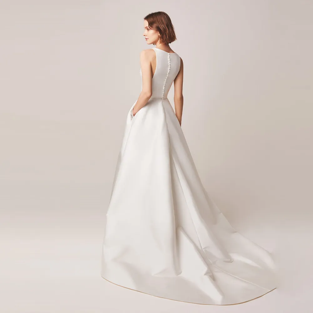 The Corinda Wedding Bridal Satin Sleeveless Gown