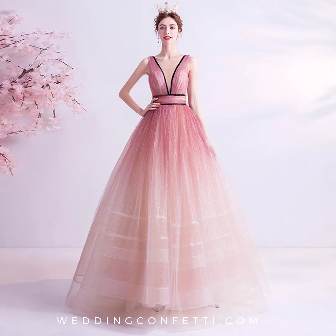 The Kenzia Pink Sleeveless Ombre Gown