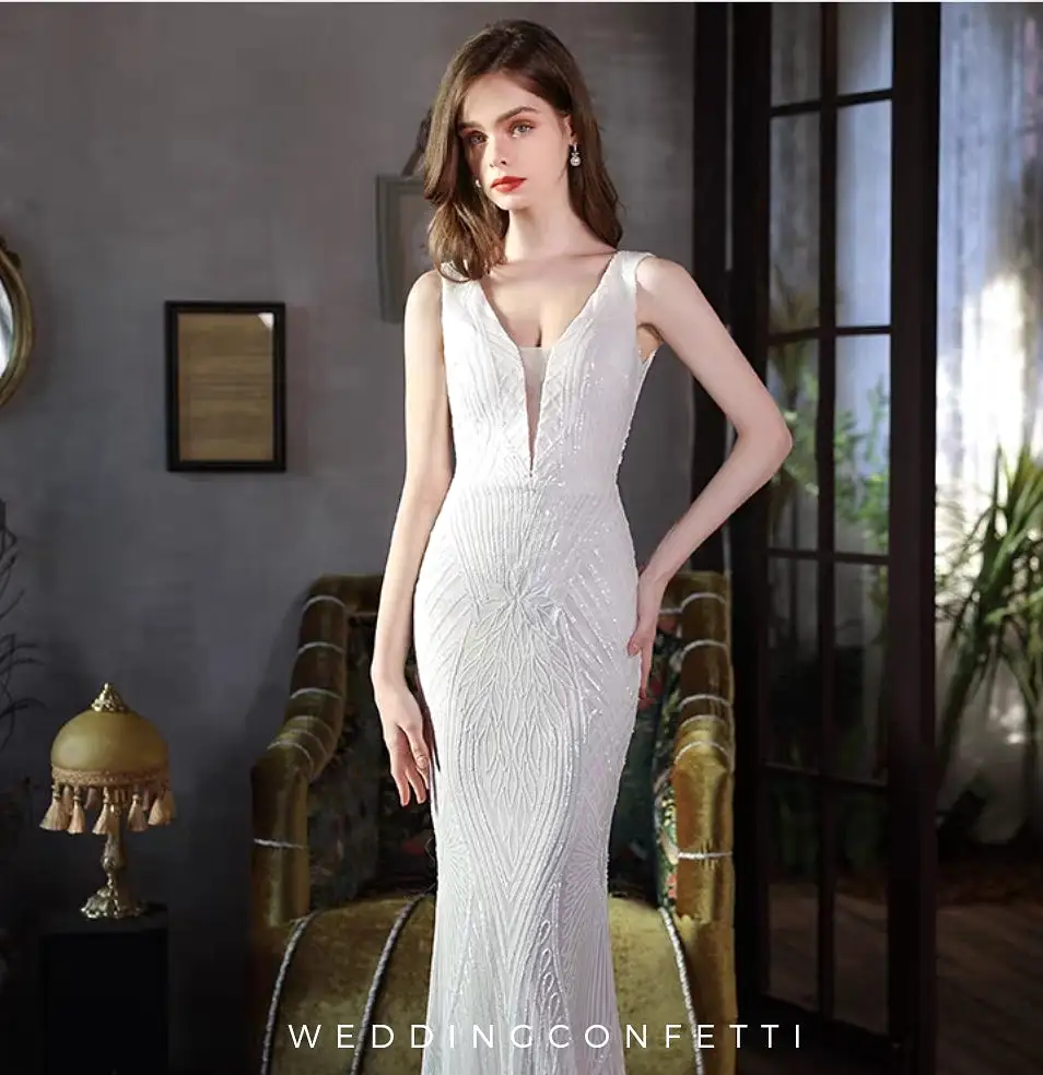 The Loretta White Sleeveless Mermaid Gown