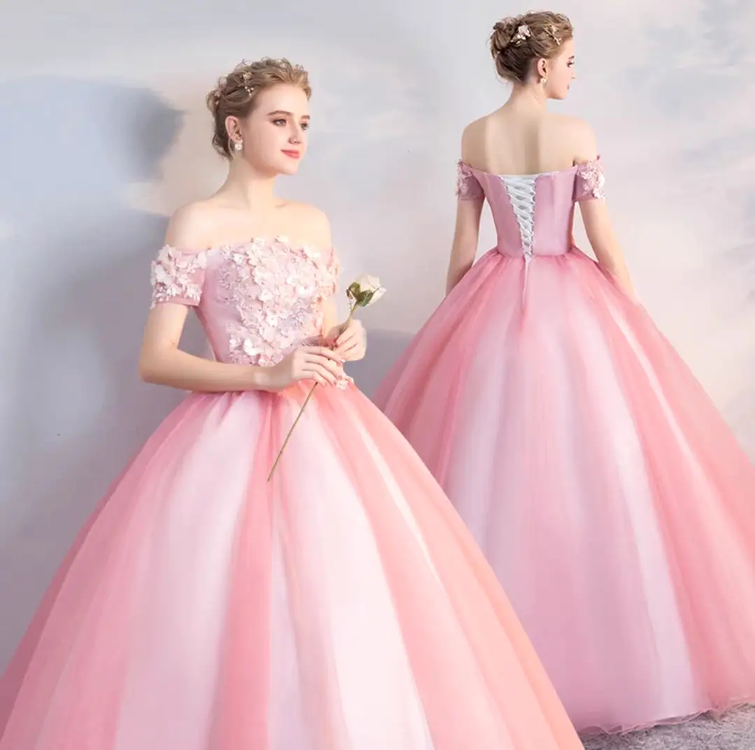 The Mallory Pink Ball Off Shoulder/Sleeveless Gown (Available in 2 Designs)