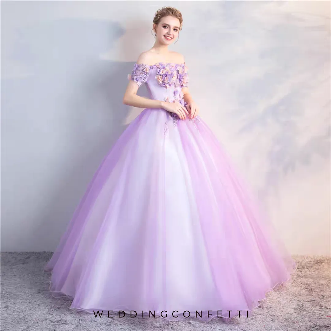 The Merilyn Lilac Off Shoulder Ball Gown (Available in 2 Colours)