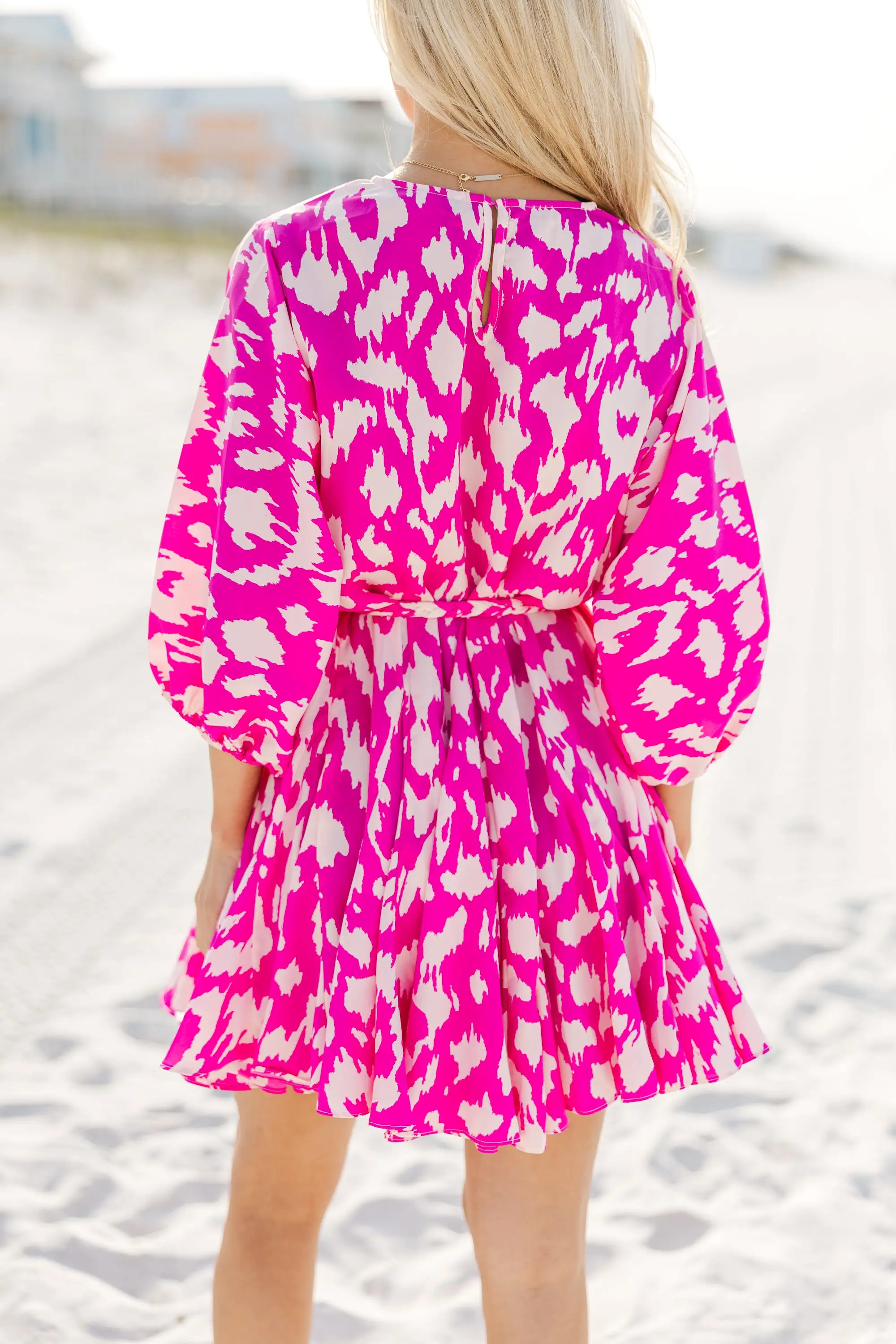 Think About You Fuchsia Pink Abstract Dress