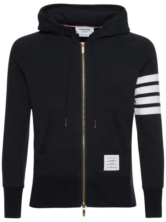 Thom Browne   Zip-up stripes cotton sweatshirt hoodie 