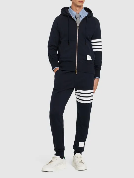 Thom Browne   Zip-up stripes cotton sweatshirt hoodie 