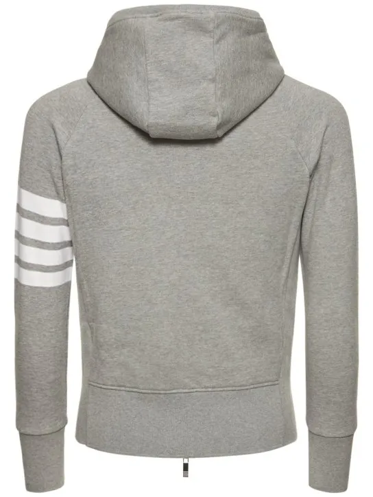 Thom Browne   Zip-up stripes cotton sweatshirt hoodie 