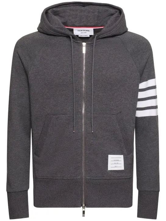 Thom Browne   Zip-up stripes cotton sweatshirt hoodie 