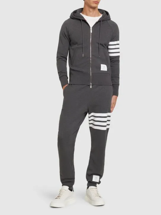 Thom Browne   Zip-up stripes cotton sweatshirt hoodie 