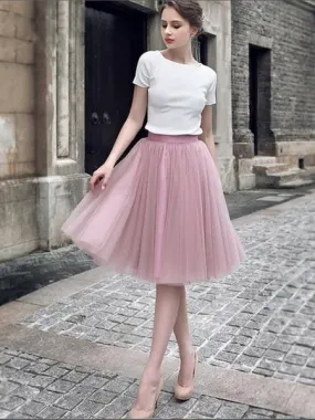 Two Piece Vintage Inspired Homecoming Dress with Tulle Skirt Unique Party Occasional Dress,2017120