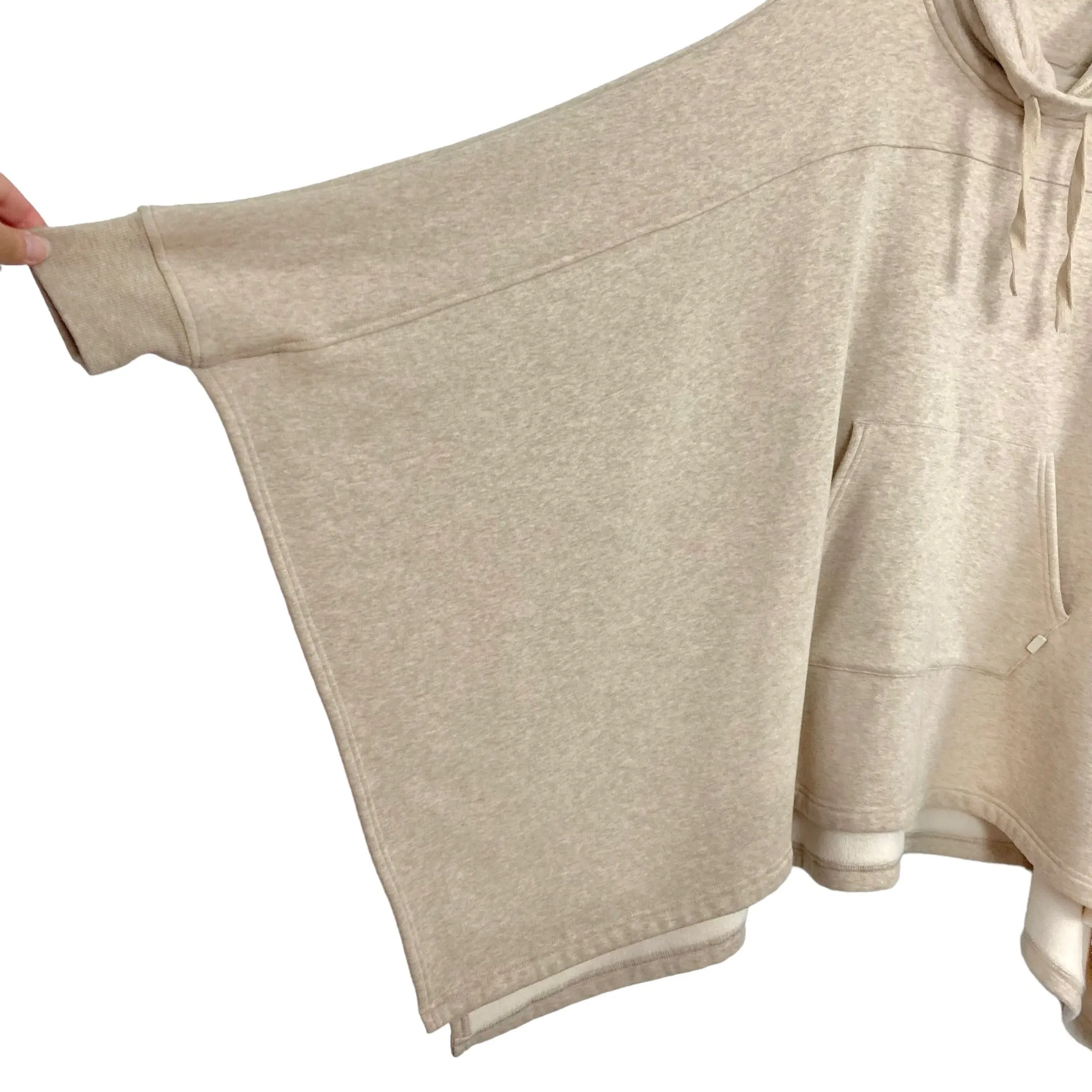 UGG Heathered Tan Cowl Neck Batwing Fleece Lined Poncho Sweater- Size XS/S