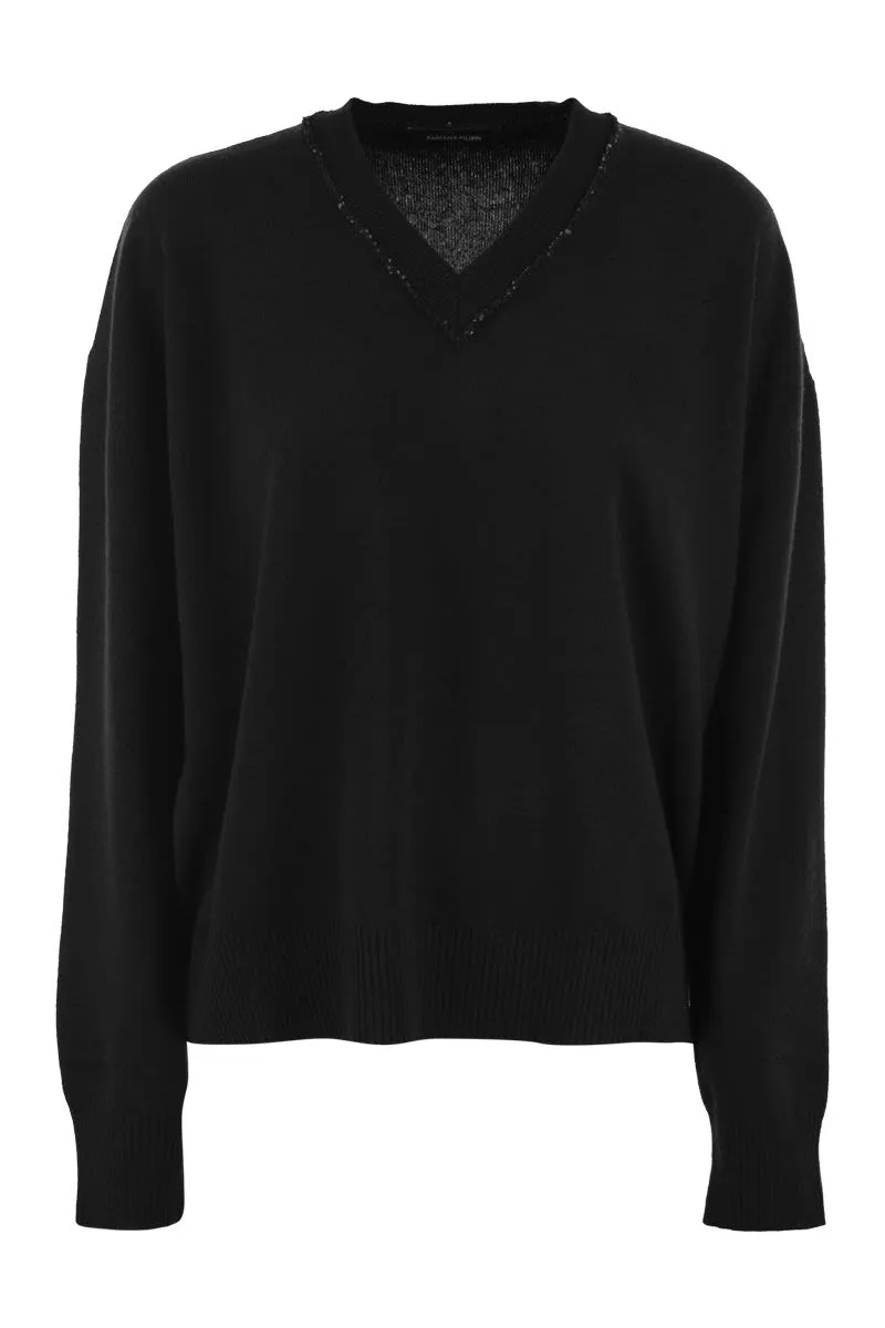 V-NECK SWEATER WITH SEQUINS