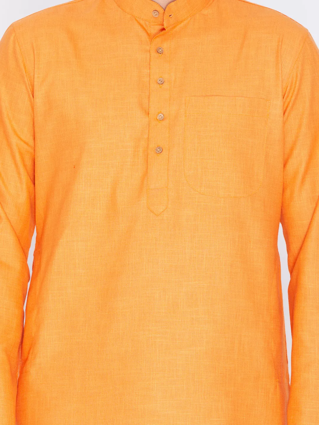 VASTRAMAY Men's Orange Linen Kurta