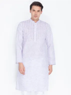 Vastramay Men's Purple Color Linen Kurta