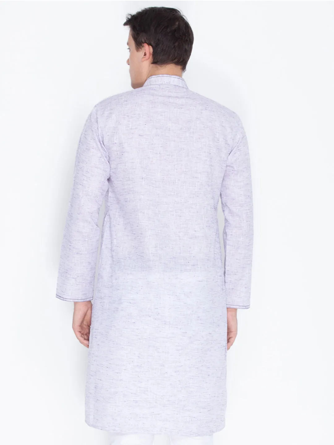 Vastramay Men's Purple Color Linen Kurta