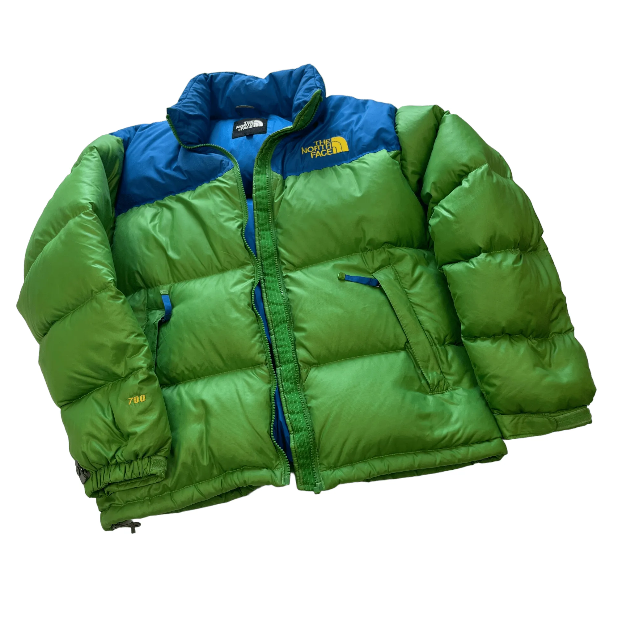 Vintage Green + Blue The North Face (TNF) Puffer Coat - Medium