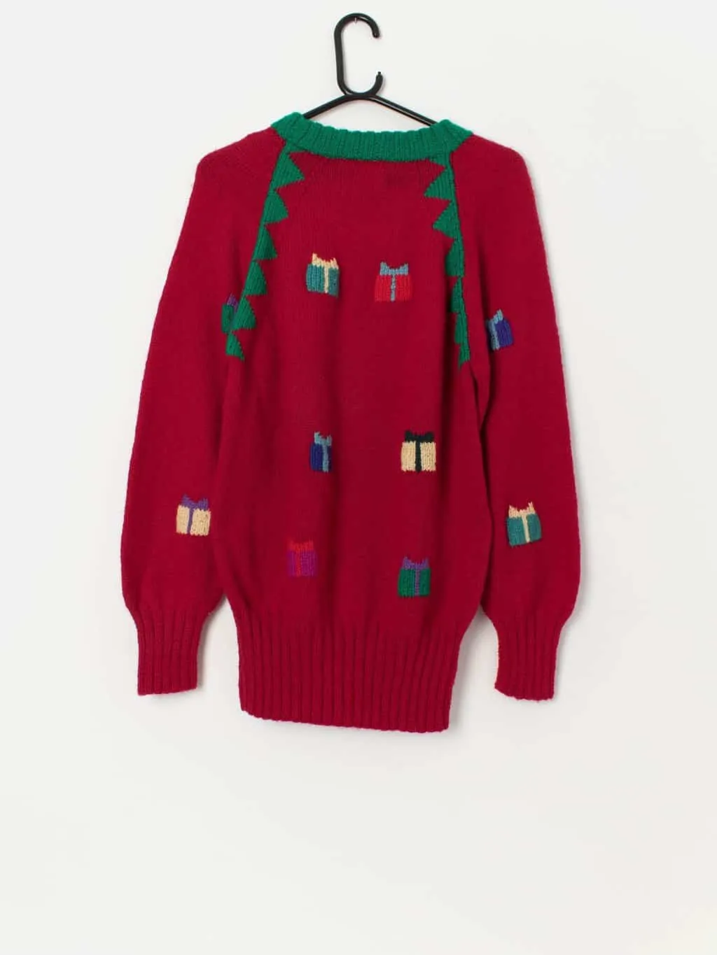 Vintage handknitted epic Christmas tree sweater, xmas jumper – Small / Medium