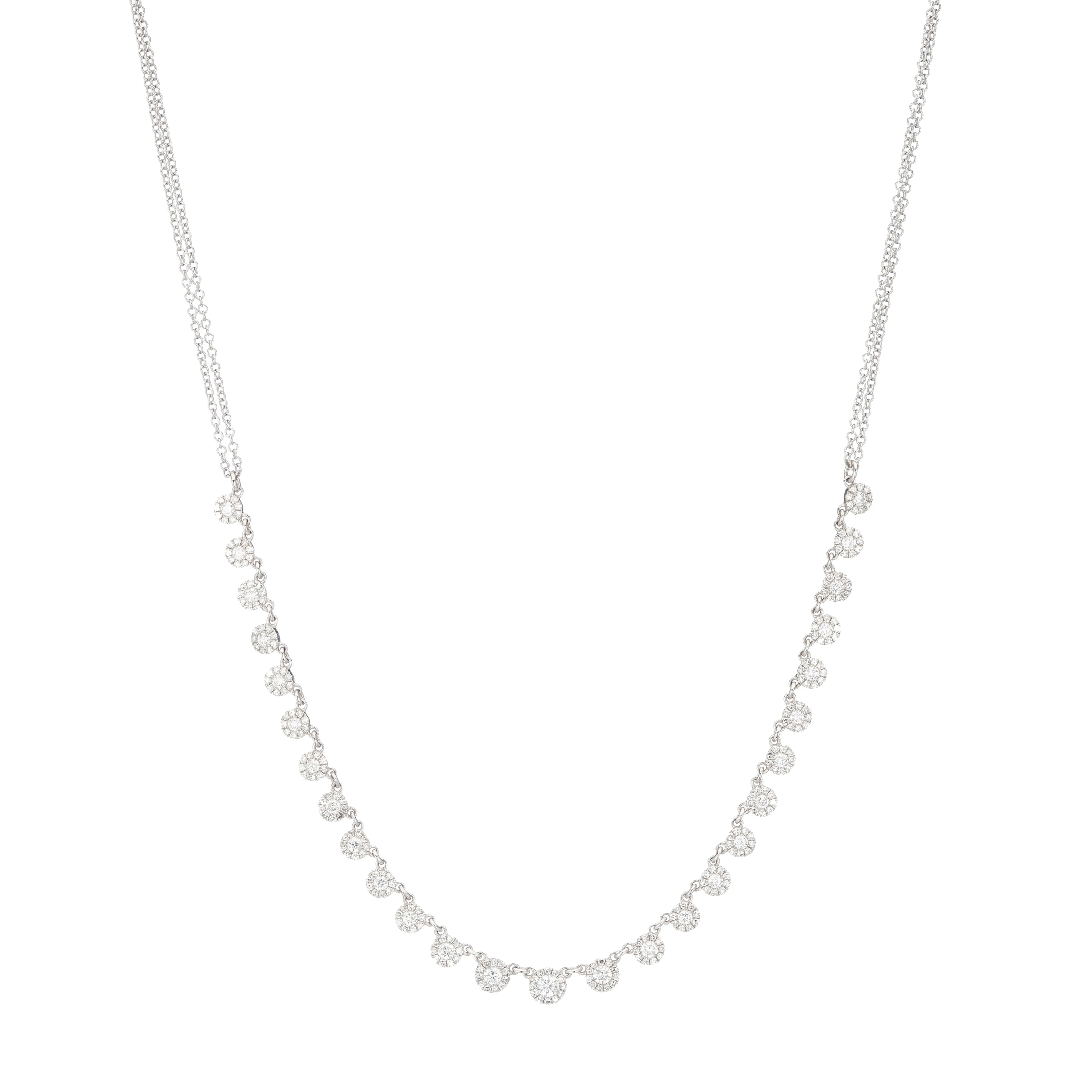 White Gold Diamond Disc Royal Necklace