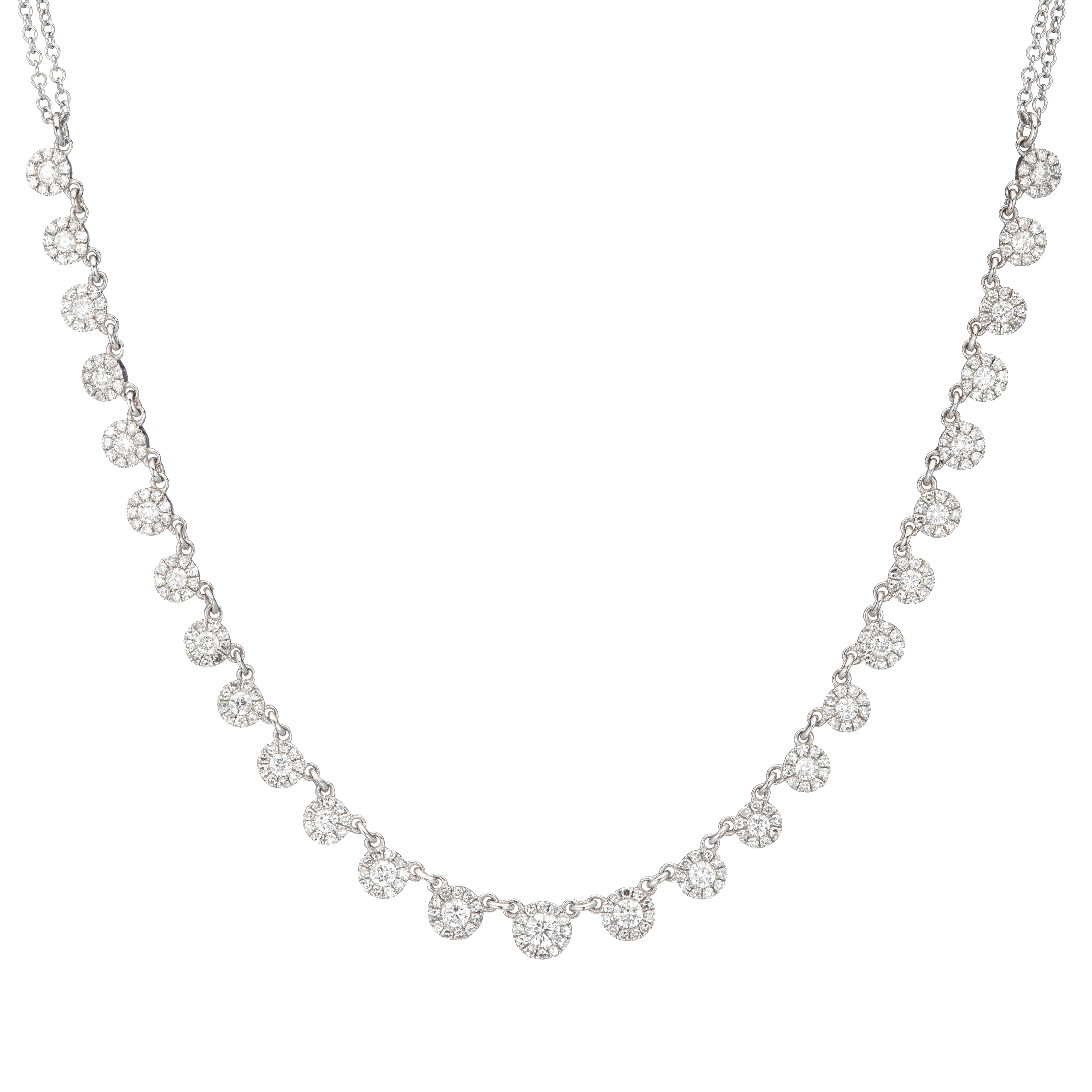 White Gold Diamond Disc Royal Necklace