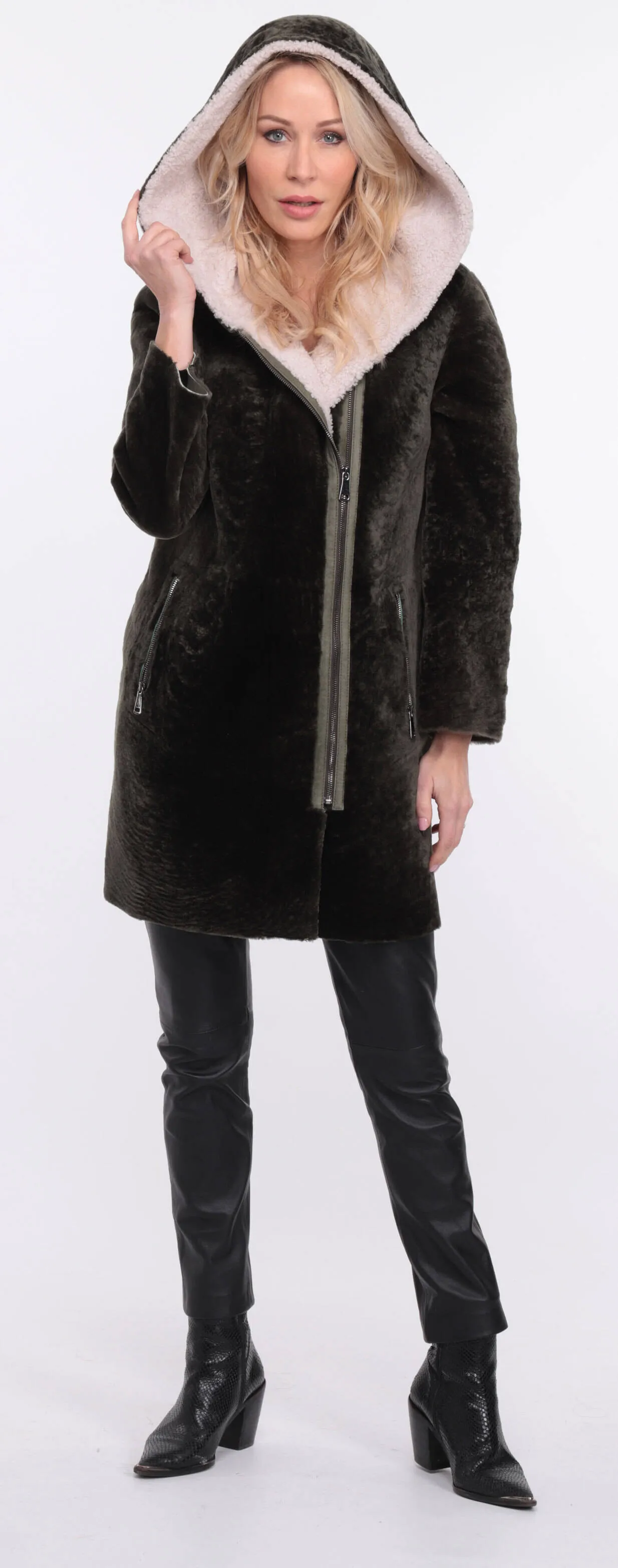 Women's khaki valere sheepskin coat